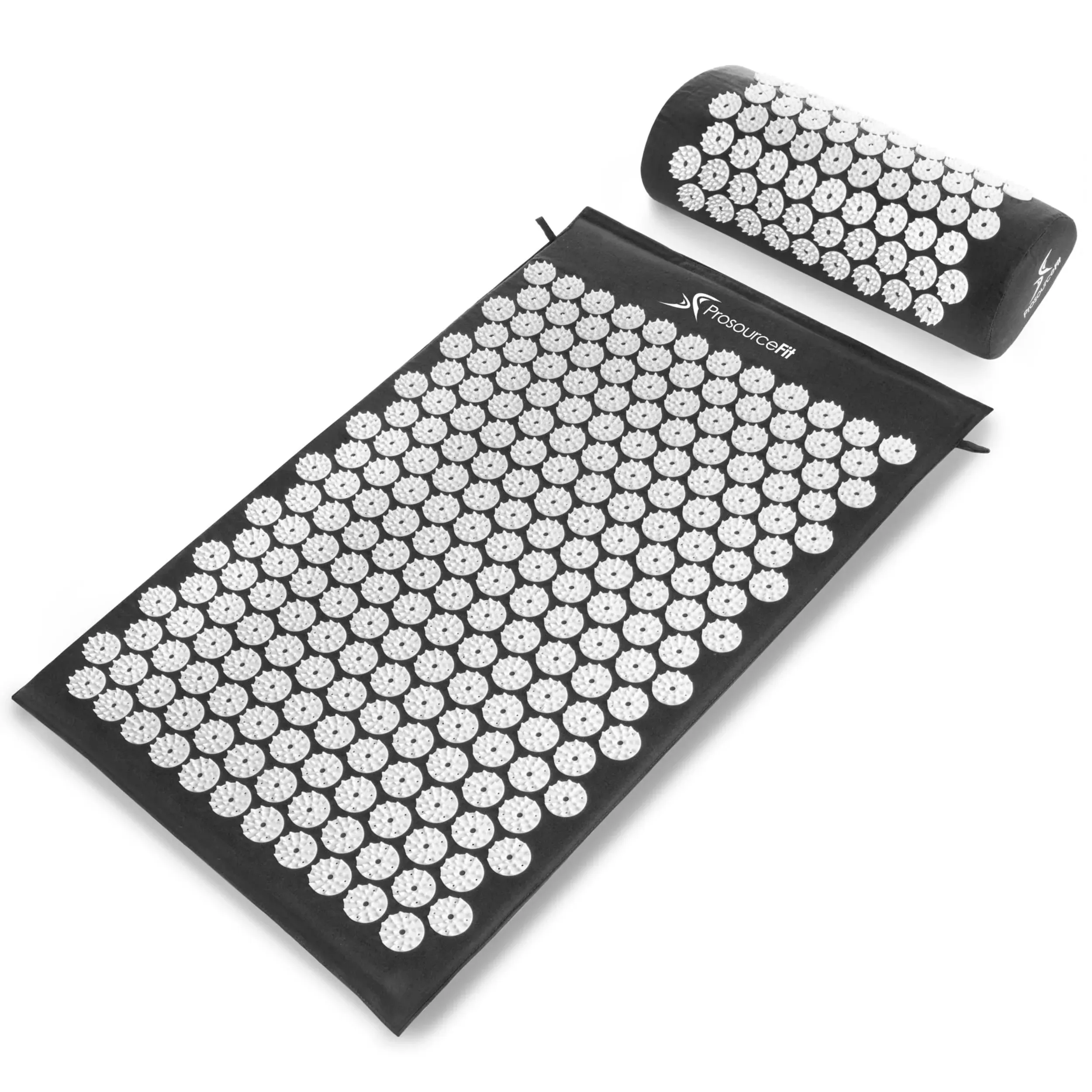 Black 25 In. X 15.75 In. Acupressure Mat And Pillow Set For Back/neck Pain Rel