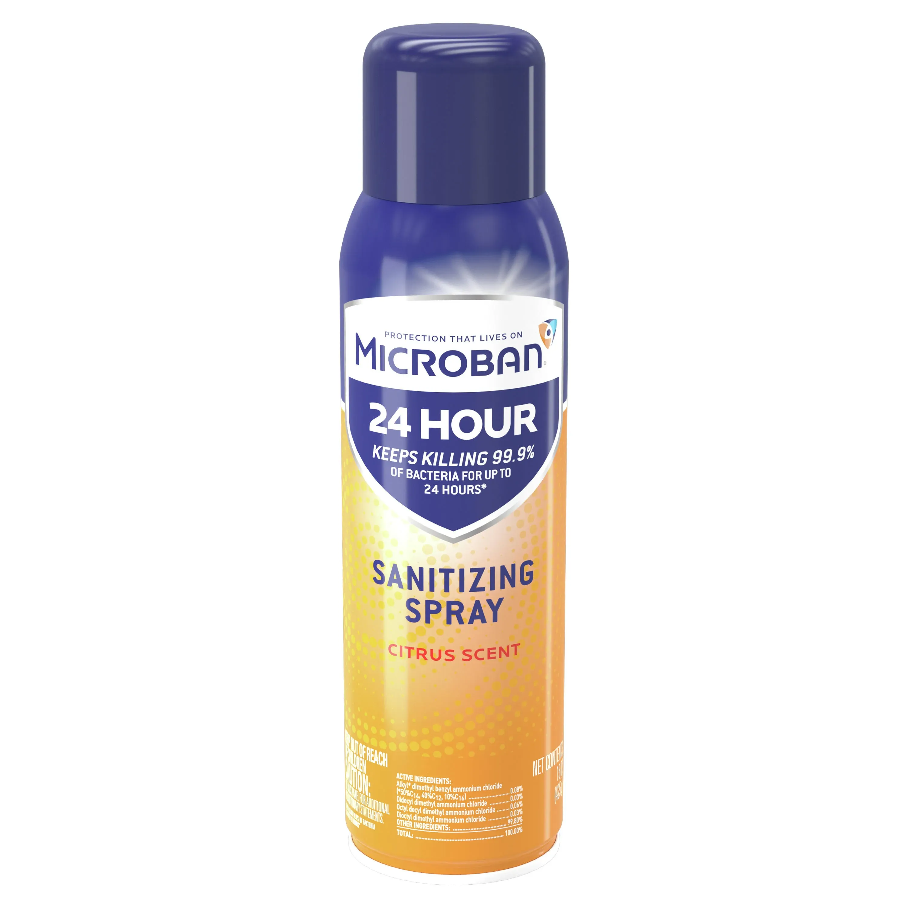 Microban 24 Hour Sanitizing Spray, Citrus Scent, 15 fl oz