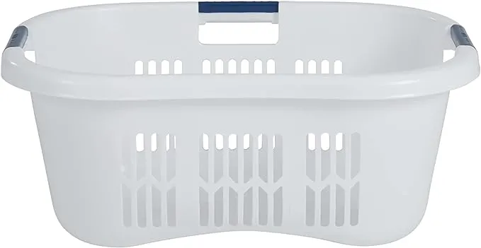 Rubbermaid 2.1-Bushel Small Hip-Hugger Portable Plastic Laundry Basket with Grab-Through Handles, White (6-Pack)