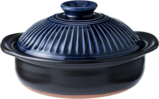 Ginpo Pottery Chrysanthemum Earthenware Pot, Banko Ware (No. 6, Lapis, For One Person, Single Pot), Next Generation Earthenware Pot to Brighten Your Table", Stylish, Direct Fire