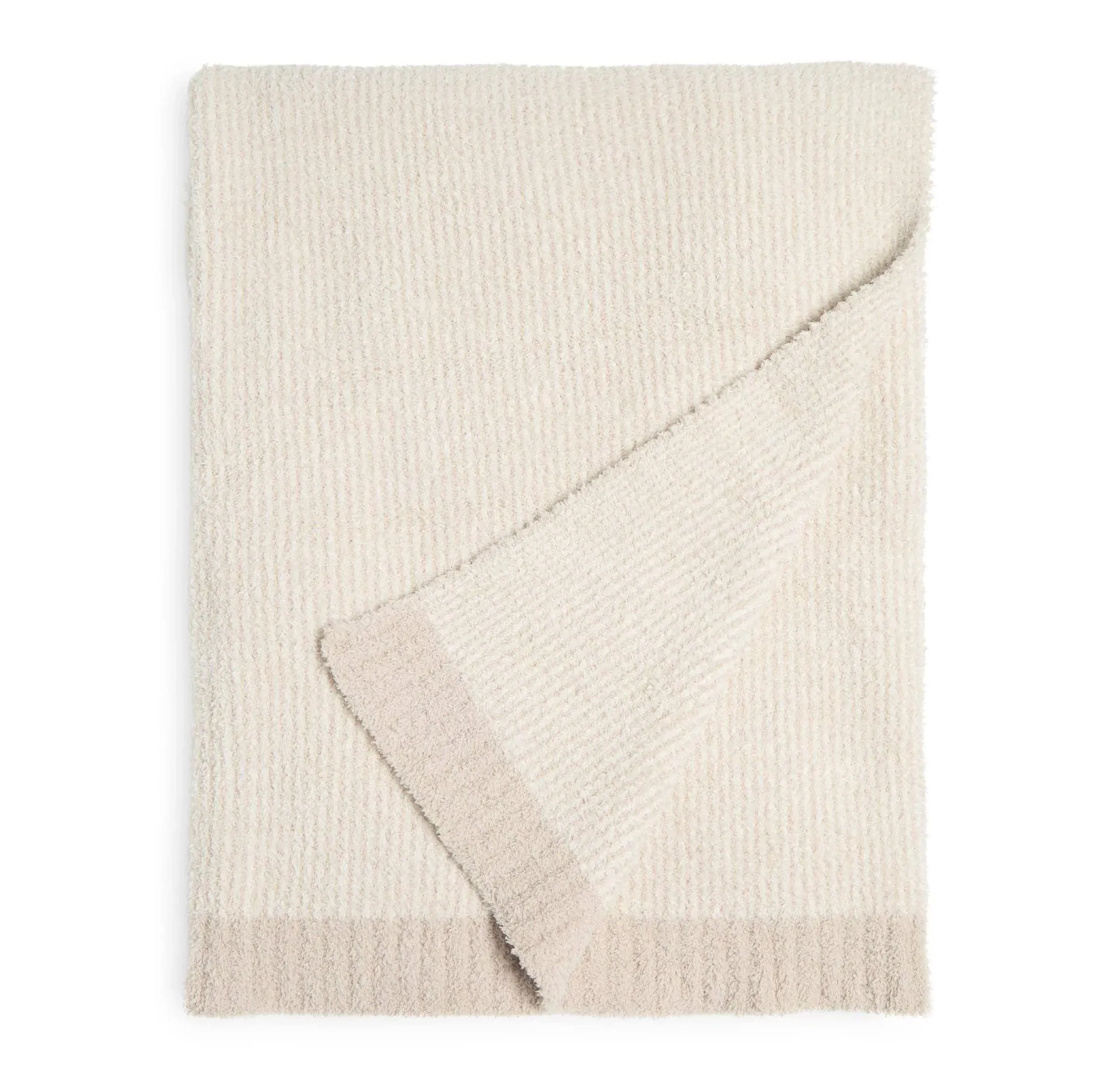 Barefoot Dreams CozyChic Microstripe Throw Blanket (Beach Rock/Almond) 45" x 60"