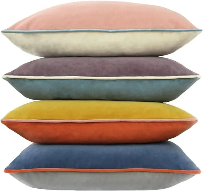 Btyrle Velvet Throw Pillow Covers 18x18 Inch Set of 4 Decorative Velour Pillowcases Modern Double-Colored Cushion Covers for Sofa Couch, Cold