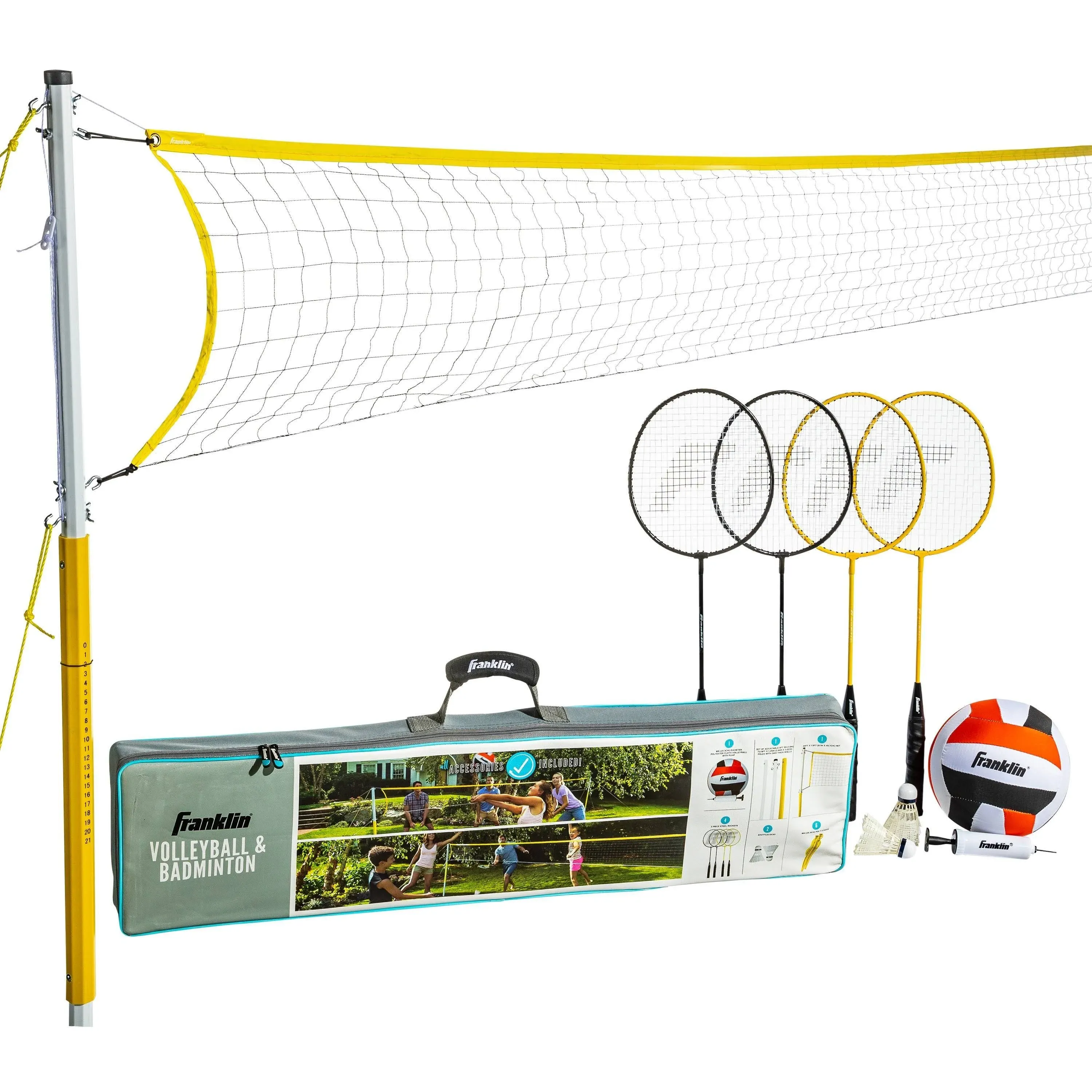 Franklin Sports Volleyball and Badminton Set Brand New Summer Yard Games