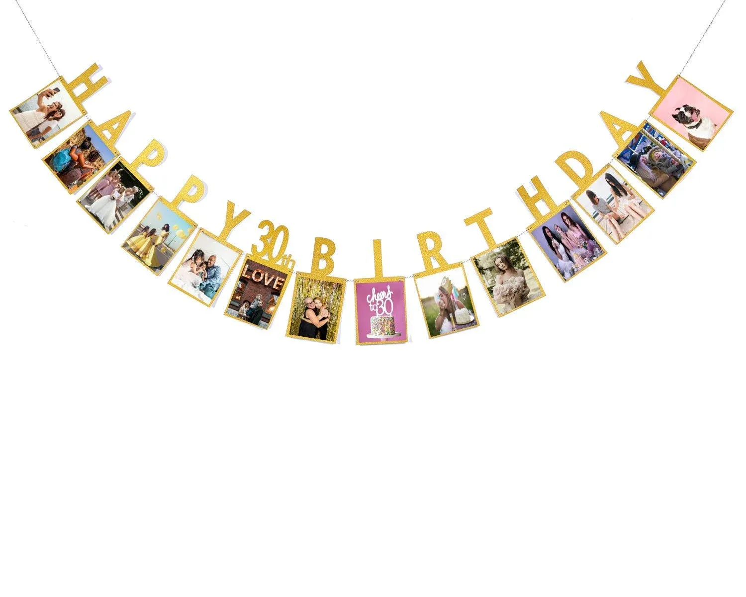 Photo Banner for 30th Birthday Decorations - 30th Birthday Banner，Happy 30th Birthday Banner，30th Birthday Gifts for Women, Milestone Photo Banner for Birthday Party, Dirty 30 Birthday Party Supplies