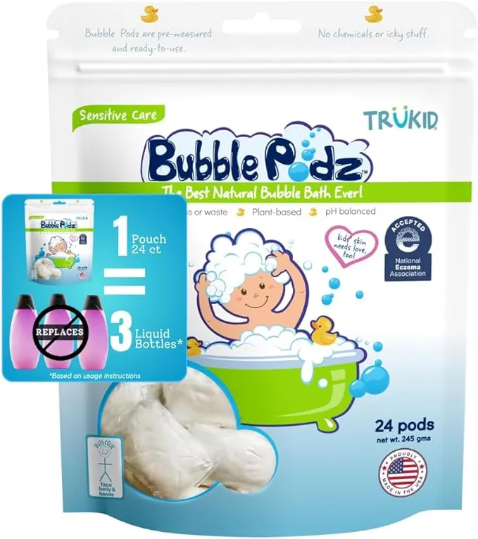 Bubble Podz Bubble Bath for Baby &amp; Kids, Nea-Accepted for Eczema, Gentle Refresh