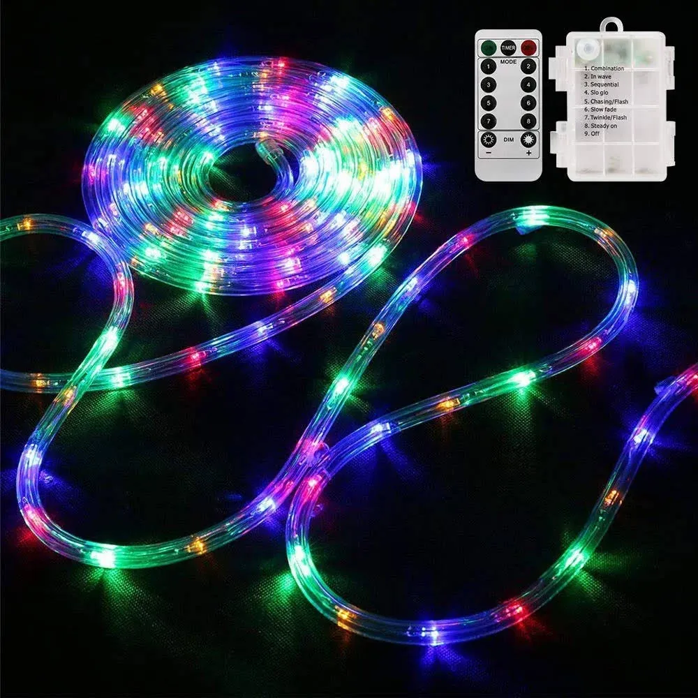 LED Rope Lights Battery Operated String Lights-40Ft 120 LEDs 8 Modes Outdoor Waterproof Fairy Lights Dimmable/Timer with Remote for Camping Party Garden Holiday Decoration