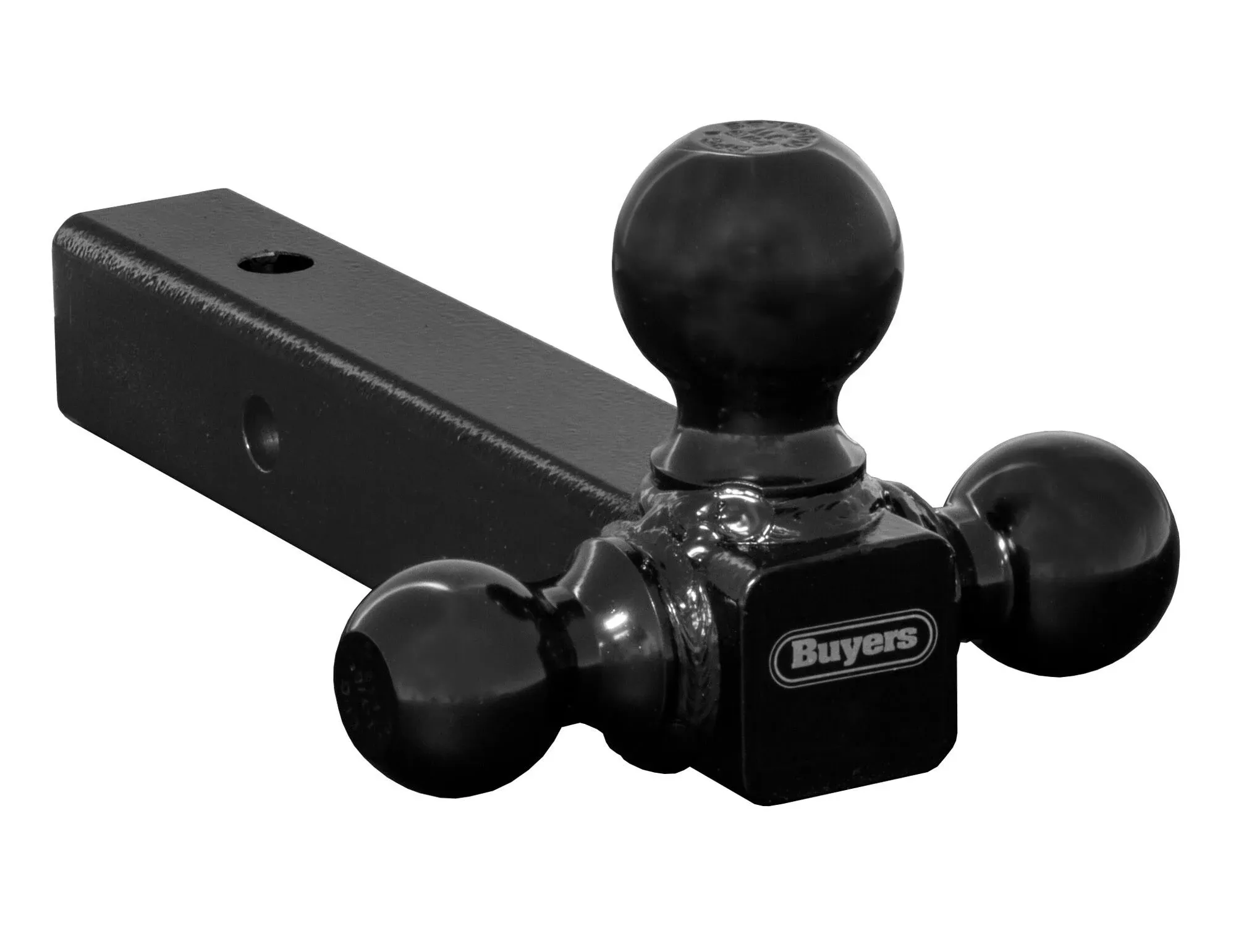 Buyers Products 1802200 Tri-Ball Hitch, Solid Shank with Black Hitch Balls, 2" Receiver Trailer Hitch, Black Powdercoat Finish, Towing Accessories for Trucks and Trailers