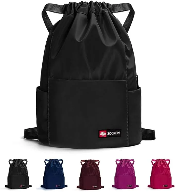 ZOORON Waterproof Drawstring Gym Backpack Bag for Men &amp; Women, Sport Gym Sack...