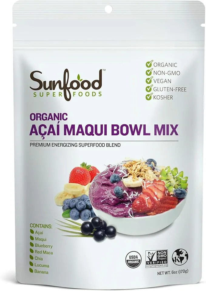 Sunfood Superfoods - Organiczna mieszanka miseczek acai maqui - 6oz.