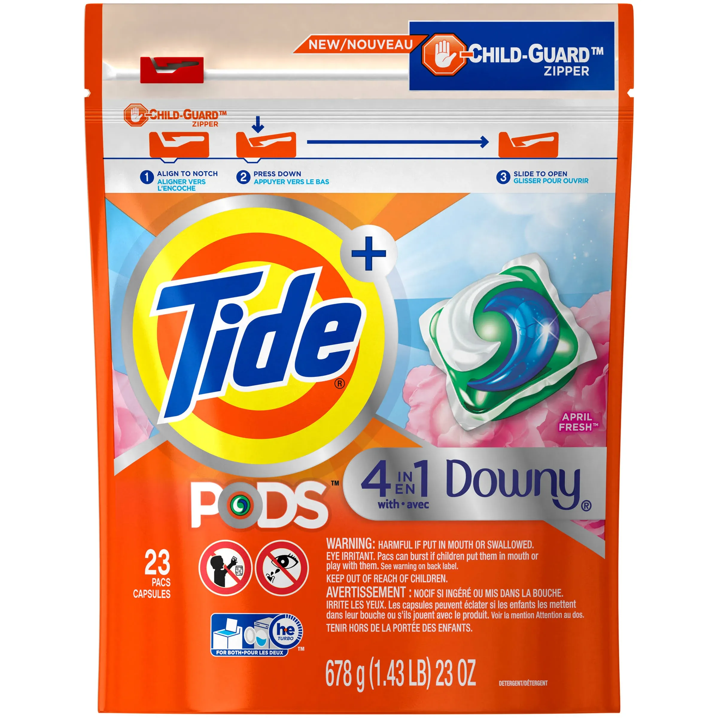 Tide PODS con detergente líquido Downy Pacs April Fresh 57 unidades