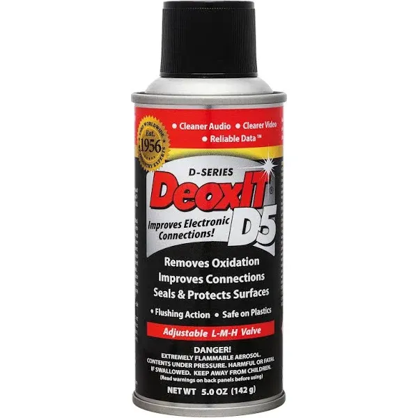 Hosa Technology CAIG DeoxIT D5 Contact Cleaner & Rejuvenator, Deoxidizer Aerosol Spray, 5 oz. (5% Solution)