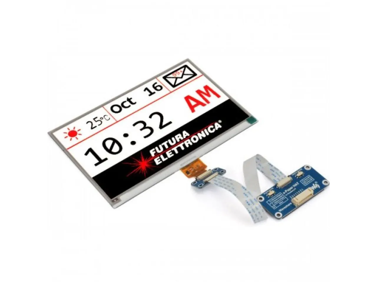 Waveshare 7.5inch E-Paper E-Ink Display HAT Compatible with Raspberry Pi 5/4B/3B/Zero/Zero W/Zero 2W/Pico/Pico W/Pico WH, 800×480 Pixels Red/Black/White Three-Color SPI Interface