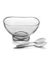 Braid Glass Salad Bowl With Servers In Silver