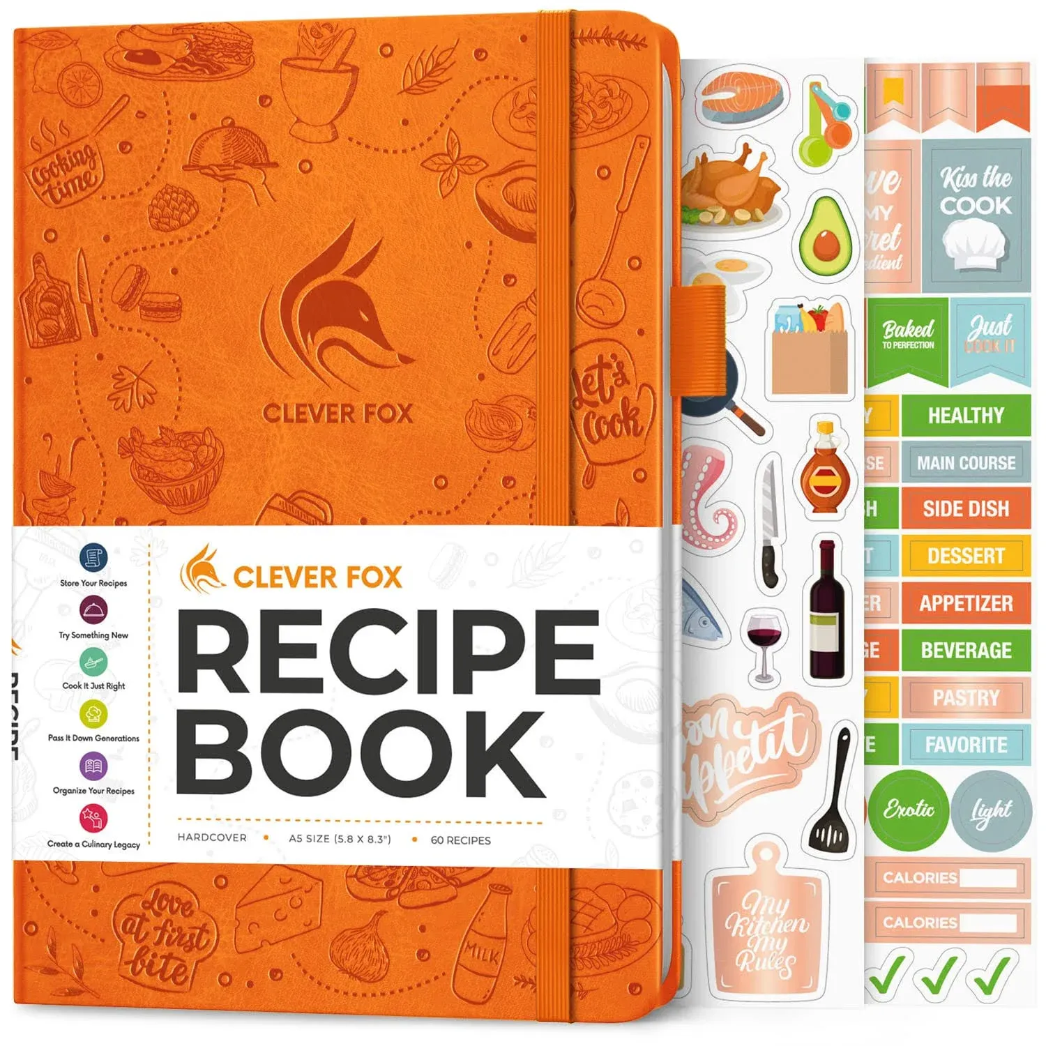 Clever Fox Recipe Book - Make Your Own Family Cookbook & Blank Recipe Notebook Organizer, Empty Cooking Journal to Write in Recipes, A5, Stores 60 Recipes, Rose Gold