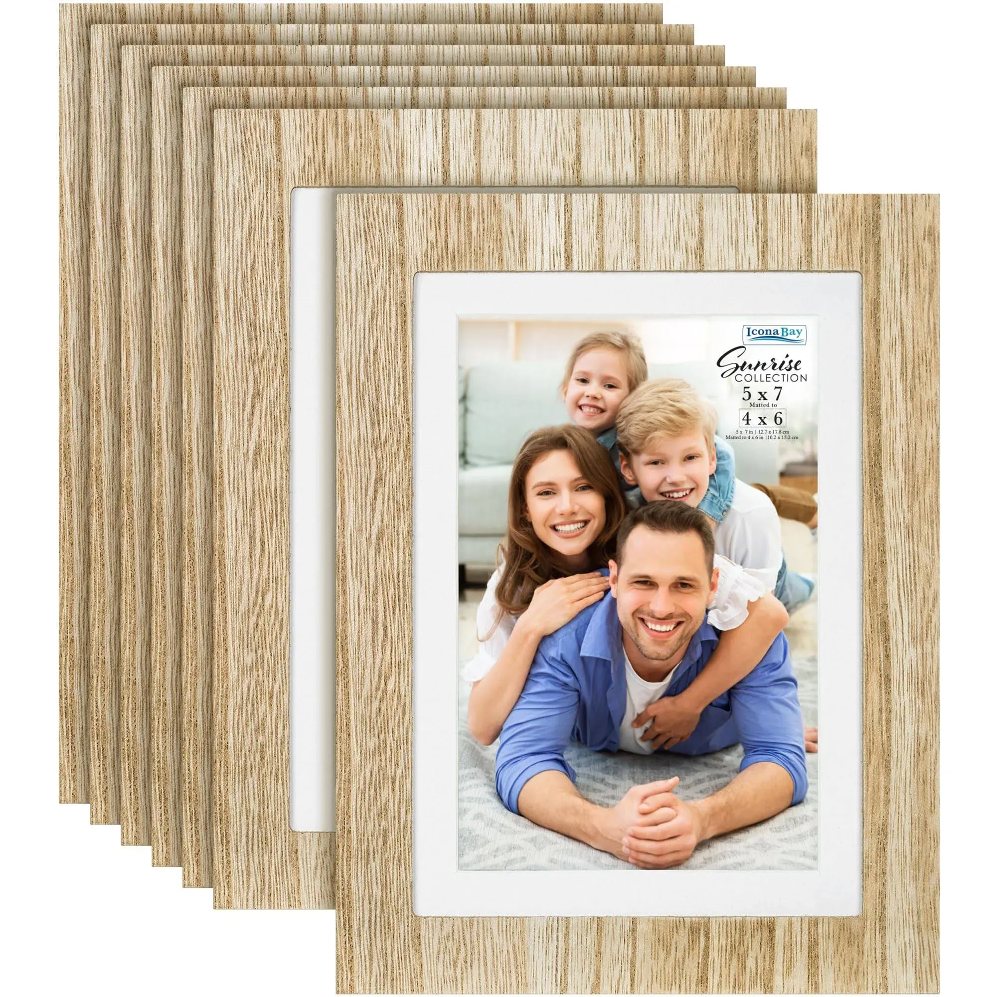 Icona Bay - 5x7 Mat to 4x6 Picture Frames - Ash Brown, 10 Pack - Painted Solid One-Piece Wood Composite, Modern Farmhouse Set - Sunrise Collection