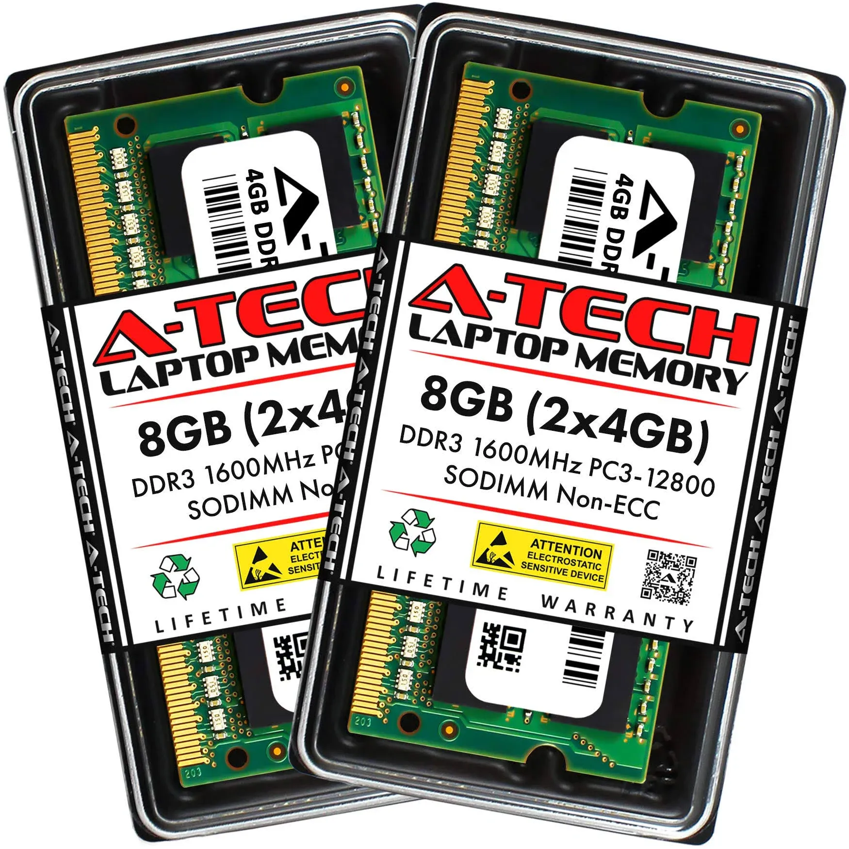 A-TECH 8GB (2x4GB) DDR3 1600MHz PC3-12800 CL11 SODIMM 204-Pin non-ECC SO-DIMM ...