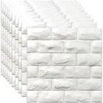 3D Wall Panels Peel and Stick 11PCS White Foam Brick Wallpaper for Bedroom Faux