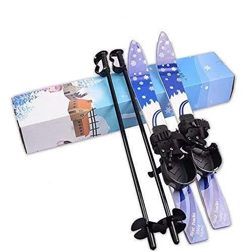 I-Sport ABS Plastic Beginner Ski Sets Snow Skis and Poles with Universal Bindings