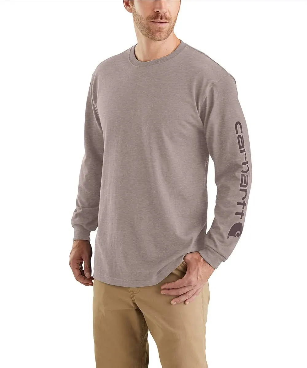 Carhartt Men's Loose Fit Heavyweight Long-Sleeve Logo Sleeve Graphic T-Shirt - Ash Violet Heather