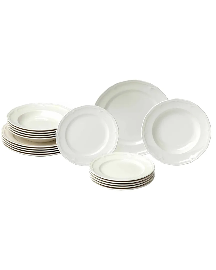 Villeroy & Boch Manoir 18-Piece Dinnerware Set, Plates & Bowls, Premium Porcelain, Made in Germany, White