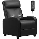 Furniwell  Massage  Reclining Sofa with Footrest (Black)