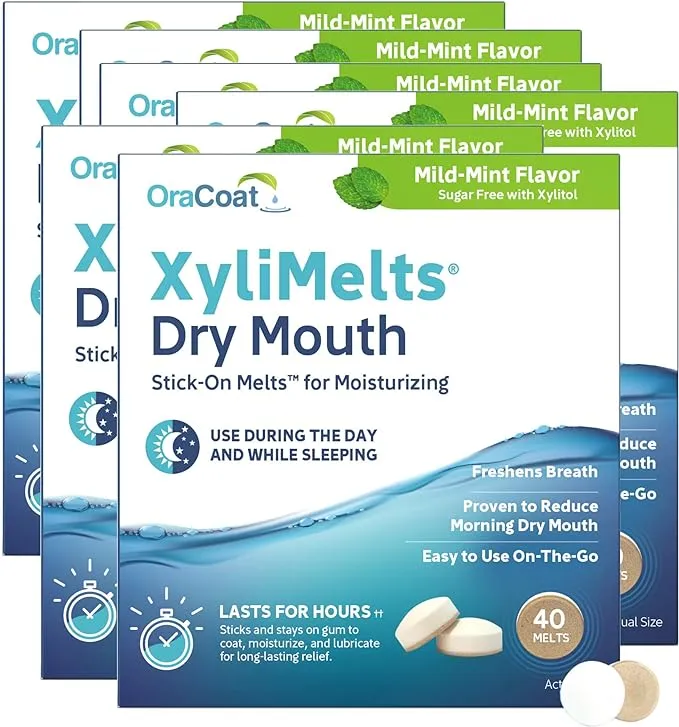 Oracoat XyliMelts Oral Adhering Discs, Mild Mint (Pack of 6), 40 Count