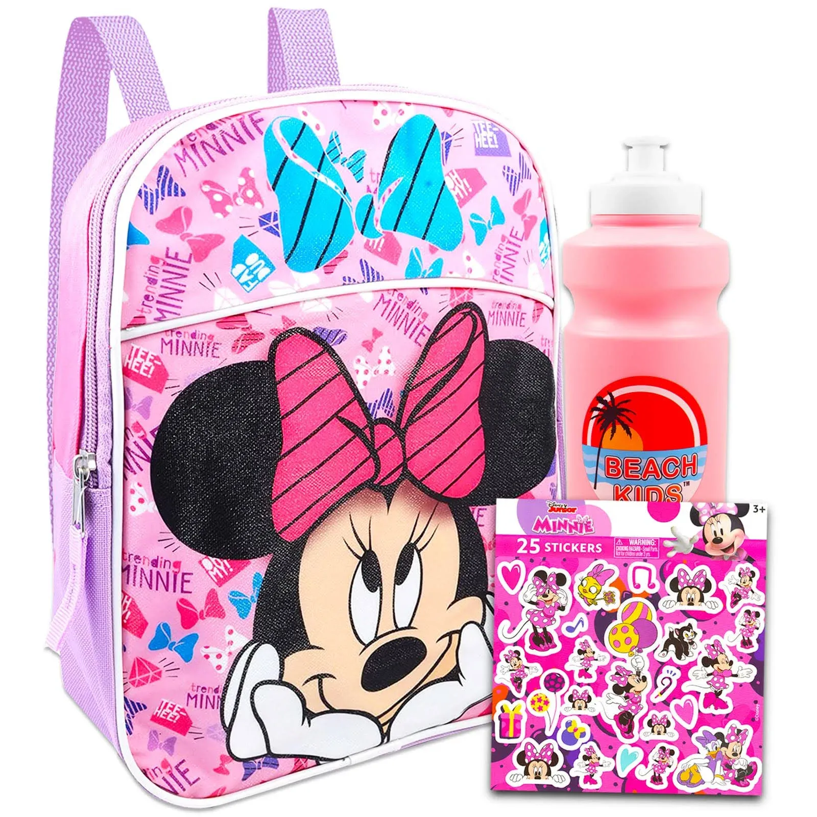 Disney Minnie Mouse School Backpack 16&#034; Canvas Large Bag Red Bow Birthday Gift