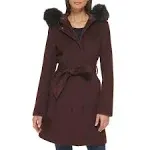 Cole Haan Signature Faux Fur Hooded Belted Wool Blend Coat - 2