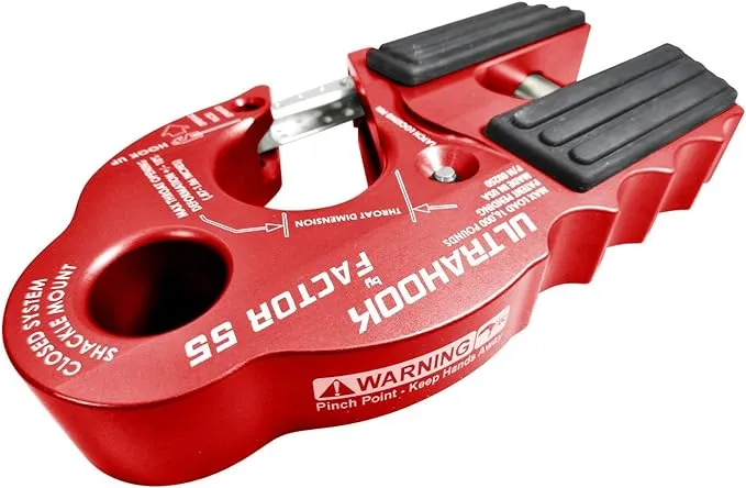 Factor 55 UltraHook Winch Hook with Shackle Mount - Red