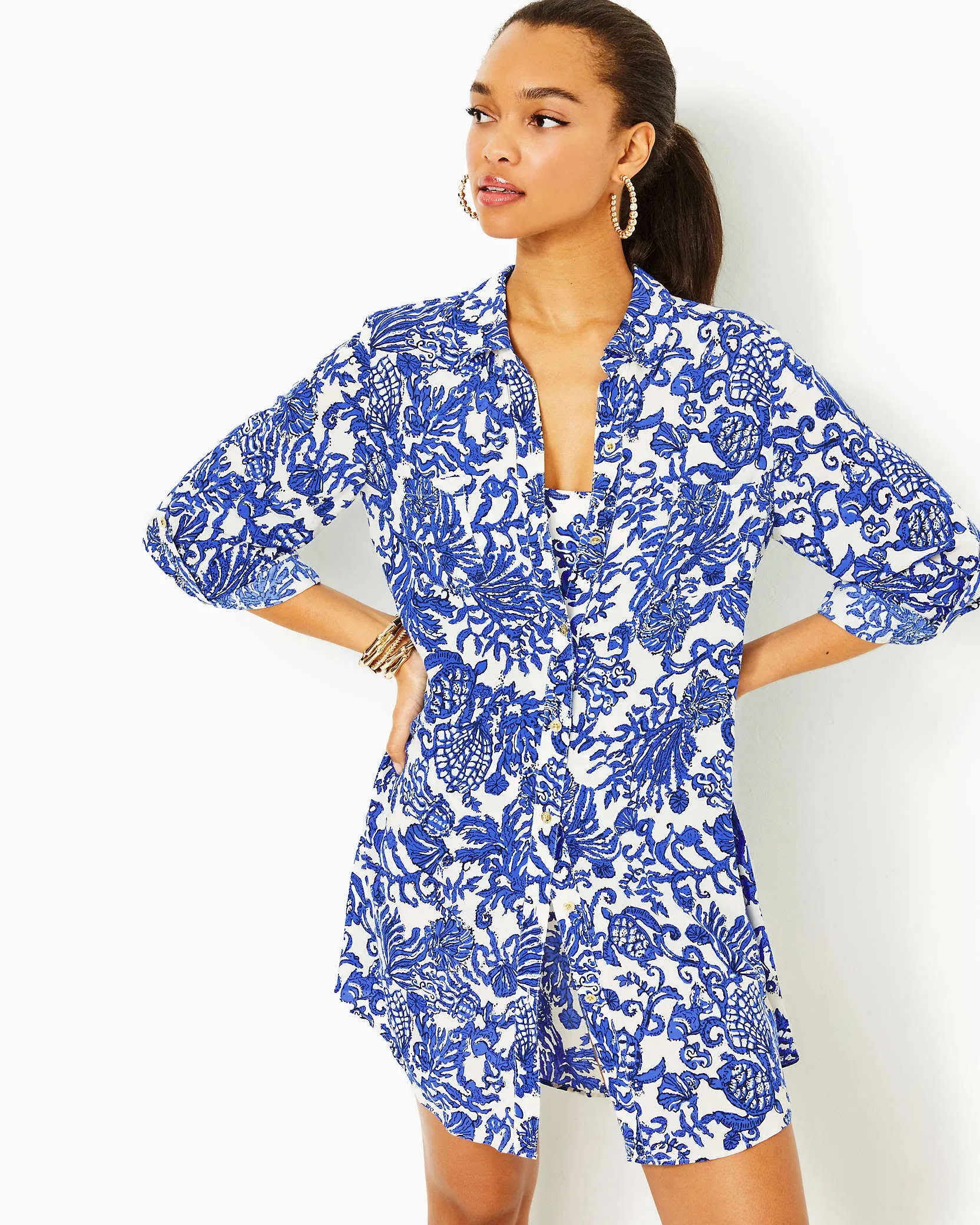 Lilly Pulitzer Natalie Shirtdress Cover-Up L