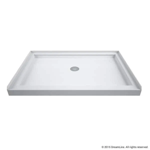 DreamLine SlimLine 32 in. D x 48 in. W x 2 3/4 in. H Center Drain Single Threshold Shower Base in White, DLT-1132480