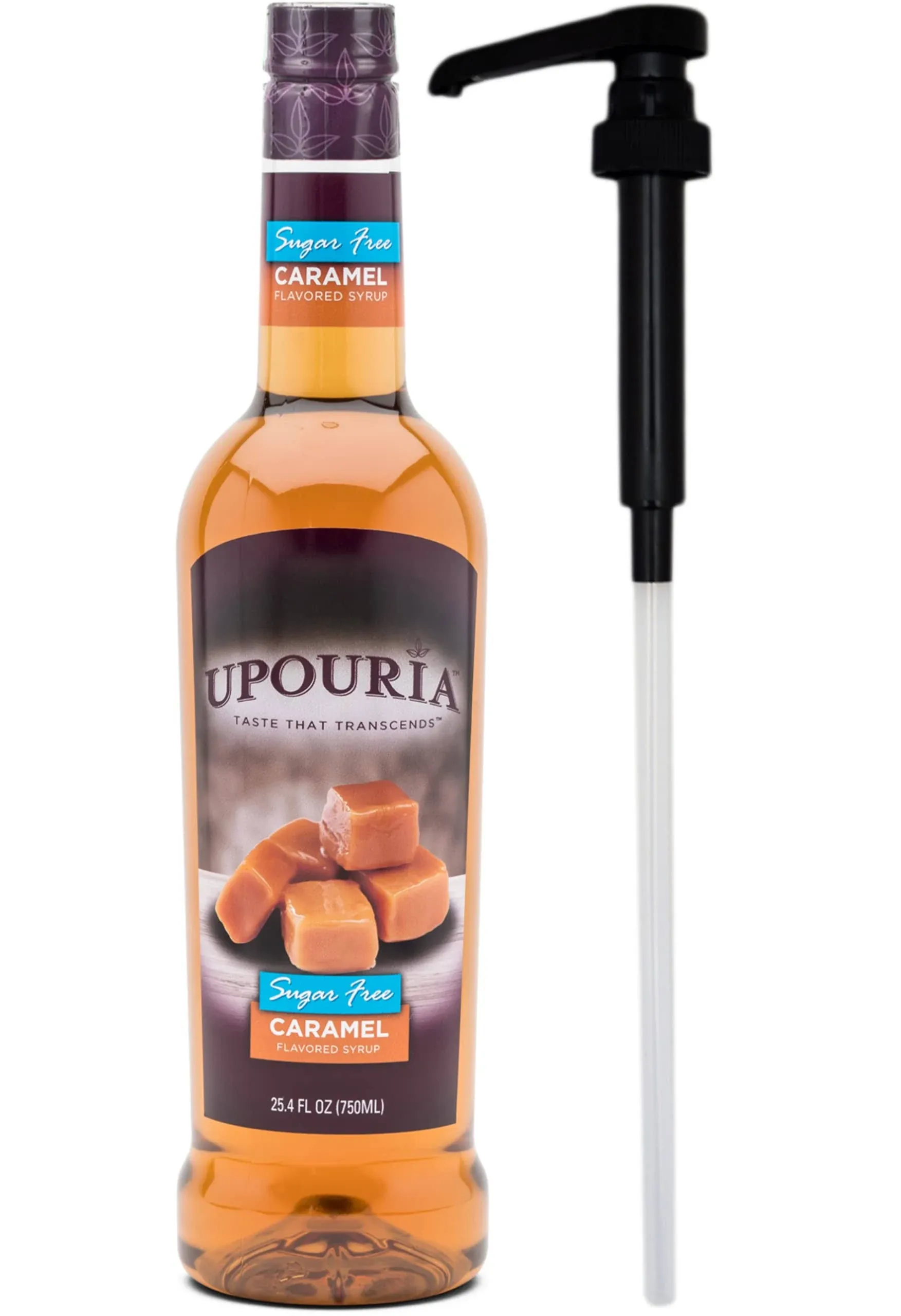 Upouria Sugar Free Caramel Flavored Syrup 100% Vegan and Gluten-Free 750ml Bottle ...