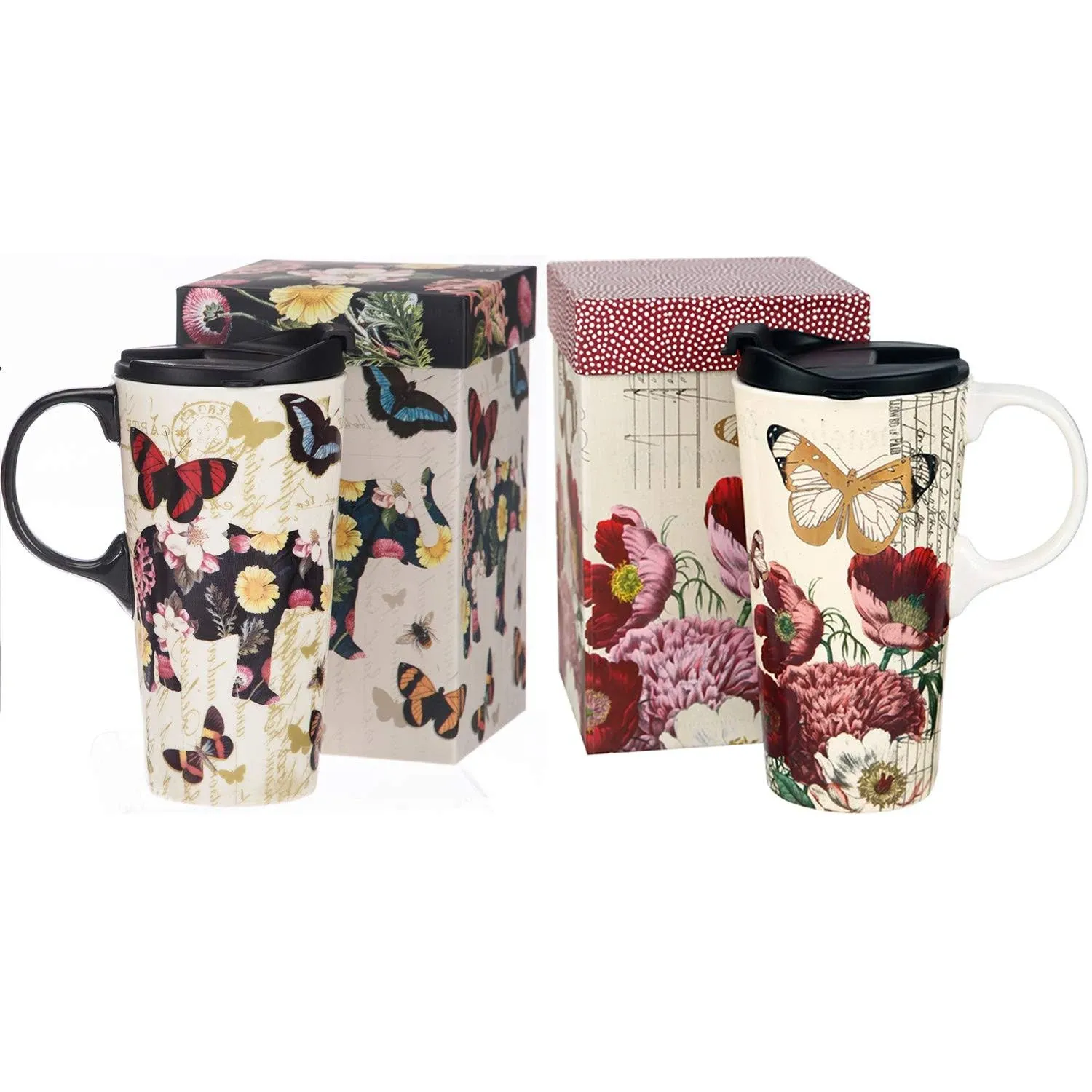 Topadorn Ceramic Travel Mug 17 oz. Coffee Cup Latte Mug with Sealed Lid and Gift Box,2 pack