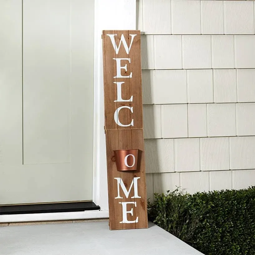 LTD Commodities Welcome Spring Front Porch Decor Sign with Planter