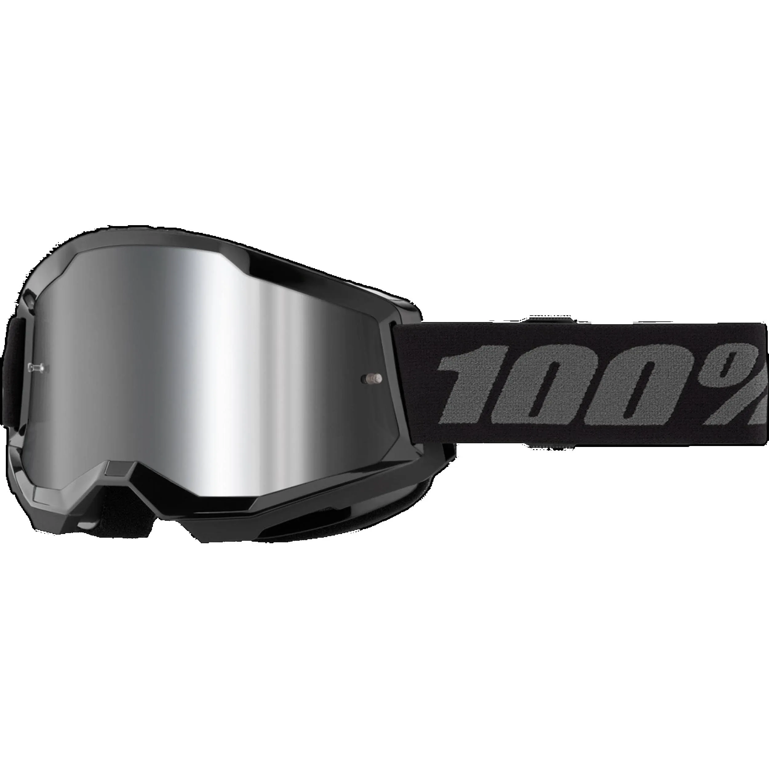 100% Strata 2 MX Goggles Black w/ Silver Mirrored Lens - Adult NEW