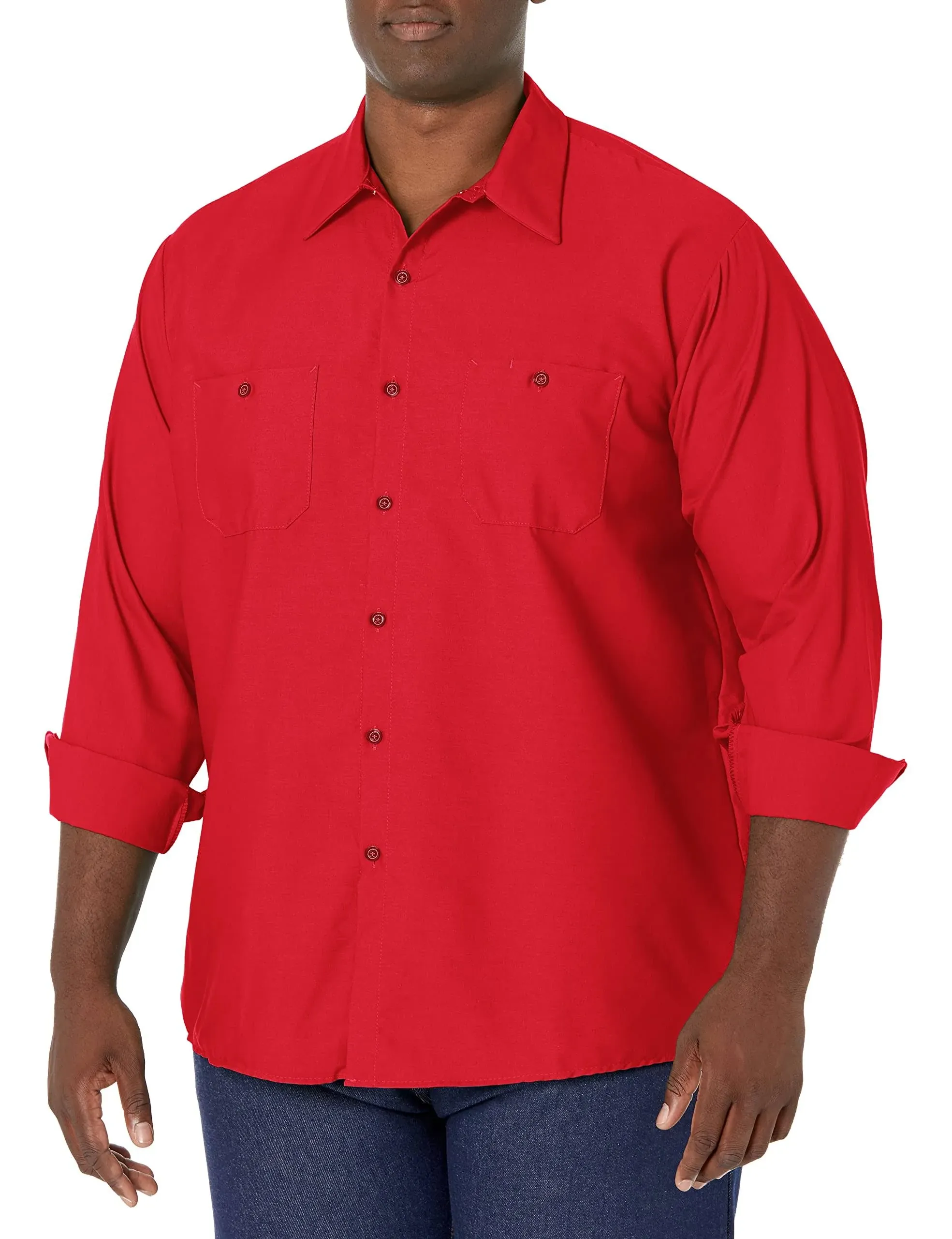 Red Kap SP14 Industrial Long Sleeve Work Shirt - Red