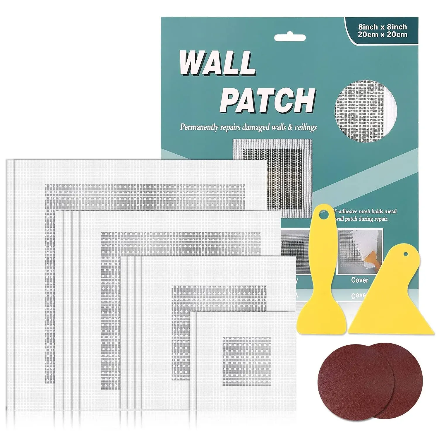 Drywall Repair Kit 12 Pieces Aluminum Wall Repair Patch Kit, 2/4/6/8 Inch Self A