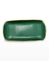 Metallic Glass Emerald Rectangle Tray In Green