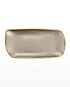 Metallic Glass Fawn Rectangular Tray In Brown