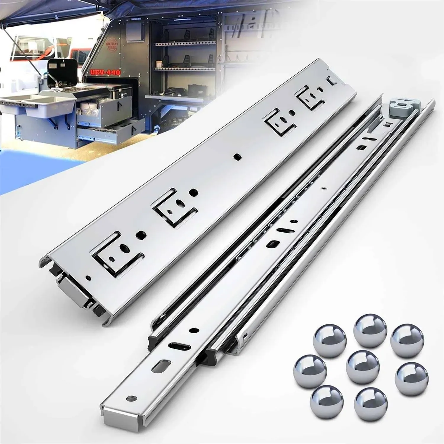 1 Pair 12 Inch 150 Lb Heavy Duty Drawer Slides Full Extension Ball Bearing Ca...