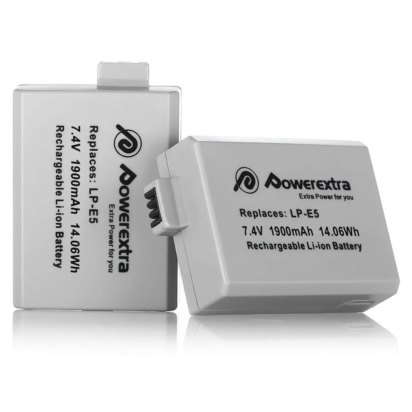 Powerextra 2 Pack Replacement Canon LP-E5 Battery for Eos Rebel Xs T1i XSi 1000D 500D 450D Kiss X3 X2 F