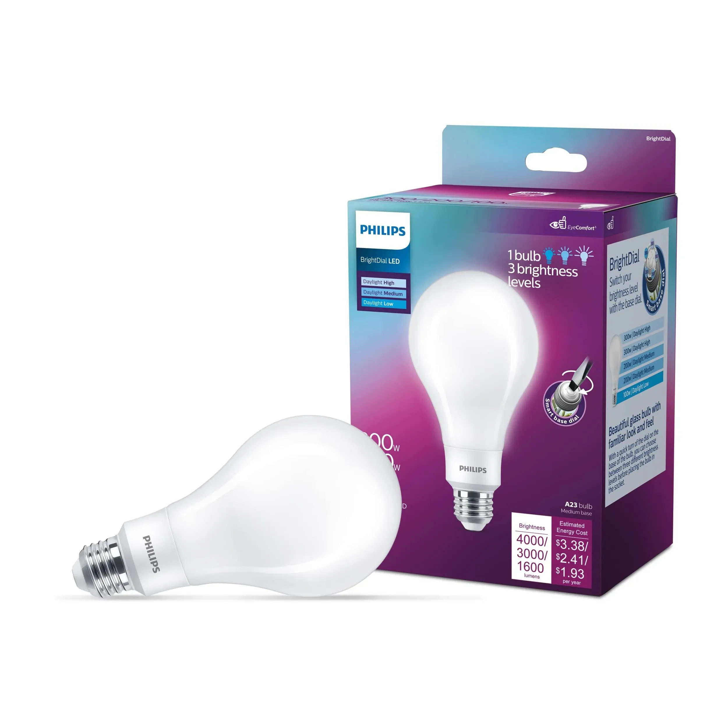 Philips 576397 LED Bulb A23 E26 (Medium) Daylight 300 Watt Equivalence Frosted