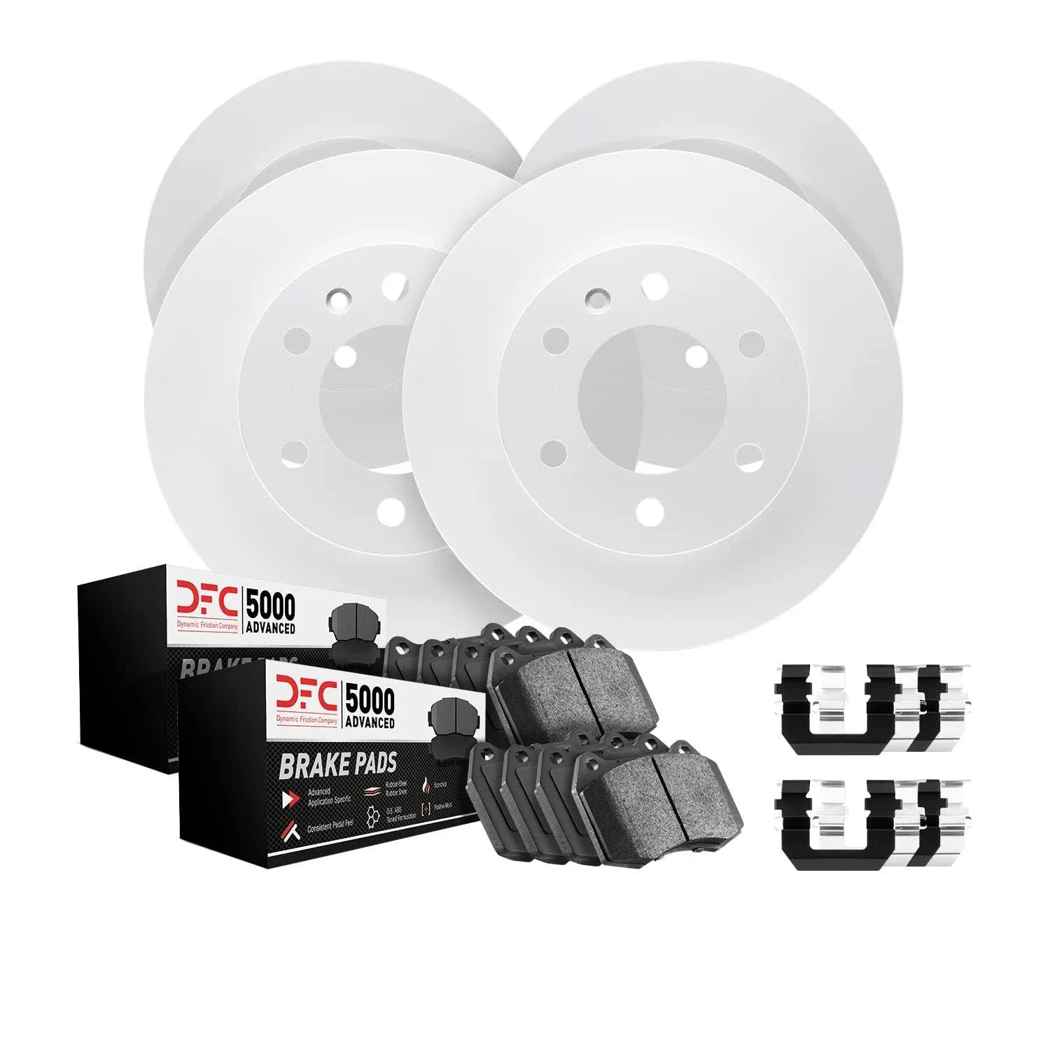 Dynamic Friction 4514-31013 - Brake Kit - Geostop Rotors and 5000 Low Metallic Brake Pads With Hardware