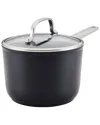 Hard-anodized Induction Nonstick Saucepan With Lid In Black