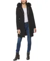 Shop Cole Haan Hooded Long Belted Coat In Black