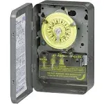 T100 Series 40 Amp 24-Hour Indoor Mechanical Timer with Double Pole Single Throw Switching 240 VAC, Gray