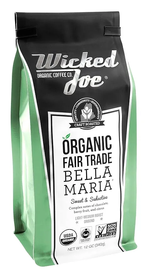 Wicked Joe Coffee, Ground, Medium Roast, Bella Maria - 12 oz