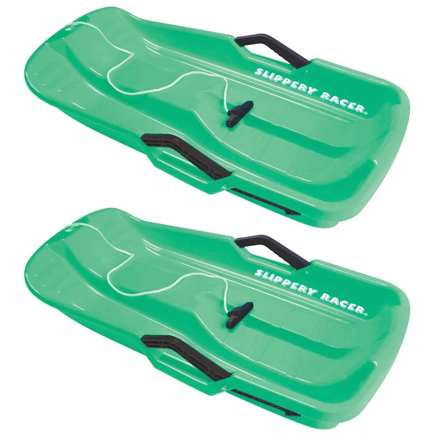 Slippery Racer Downhill Thunder Kids Toddler Plastic Toboggan Snow Sled (2 Pack)