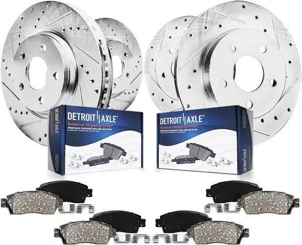 Detroit Axle BK91000506 Front Rear Drilled Rotors Brake Pads for Acura MDX ZDX Pilot