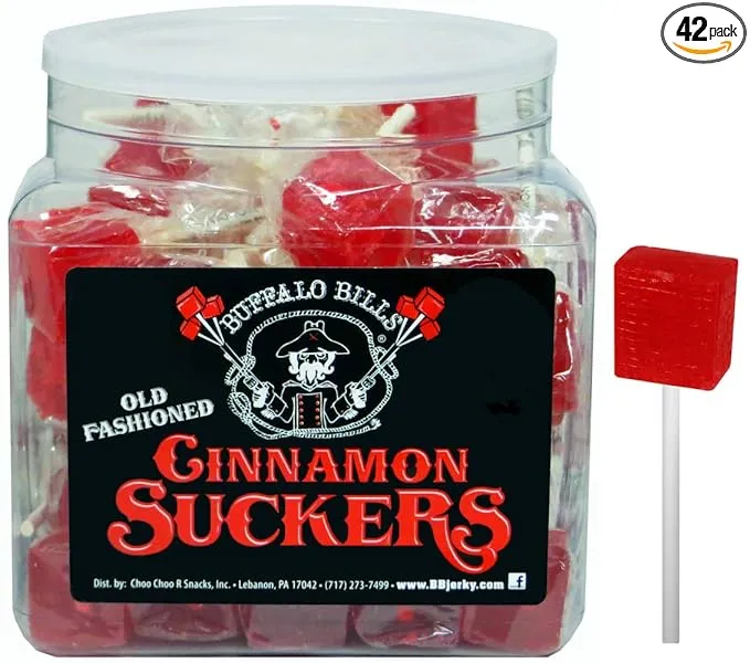 Buffalo Bills Old Fashioned Cinnamon Suckers (42 individually wrapped cinnamon lollipops per tub)